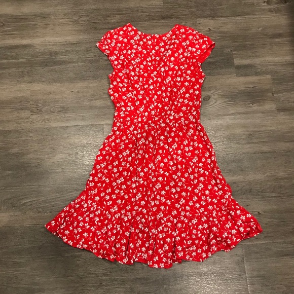 J. CREW FACTORY | Red Floral Faux Wrap Dress 2 - Picture 10 of 10
